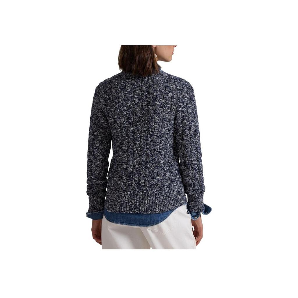 Polo Ralph Lauren Logo Single-Breasted Crew Neck Long Sleeve Knit Sweater Women Sweater Blue 211947926-002