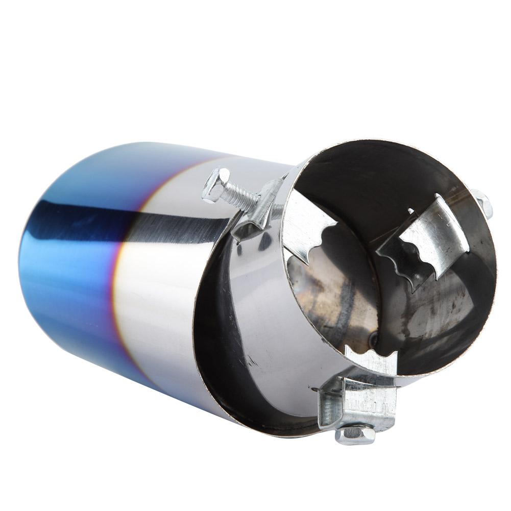 Chrome Blue Stainless Steel Universal Car Curved Exhaust Pipe Rear Muffler Tip Tail Throat