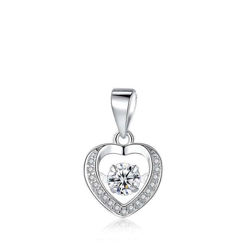 S925 Sterling Silver Heart-Shaped Necklace for Women with Diamond-Inlaid Pendant 925 Silver