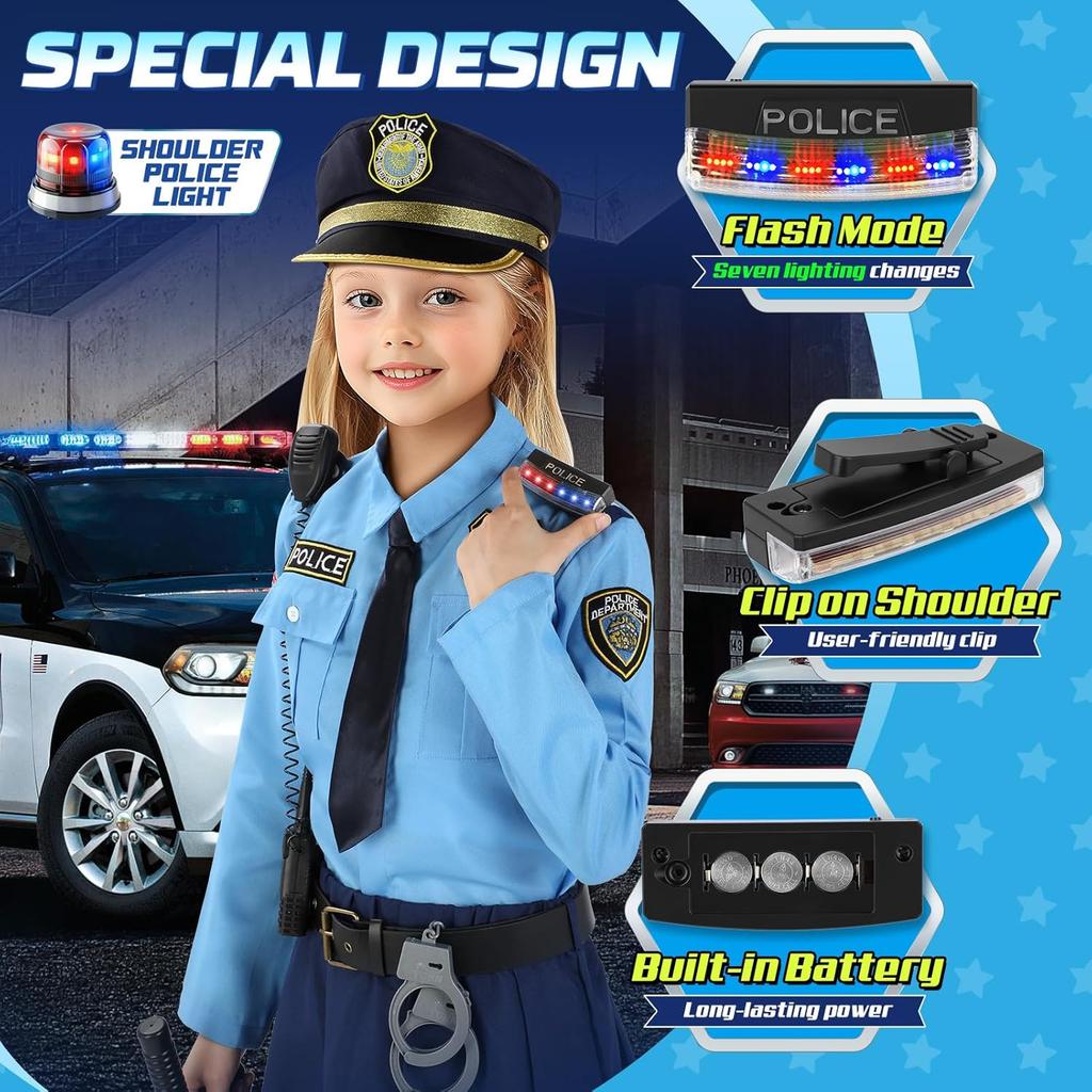 Police Costume for Girls, Police Officer Costume for Kids, Halloween Cop Costumes for Kids Girl Toddler 3-12