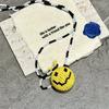 Handwoven yellow smiley face wooden bead necklace niche simple fashion collarbone chain temperament versatile personality jewelry women