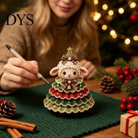 DIY Yarn Knitting Projects Animal Christmas Tree Crochet Kit, Highland Cow Cute Handmade Gift Idea for Family Dachshund Cat Crafting Kit Beginners,