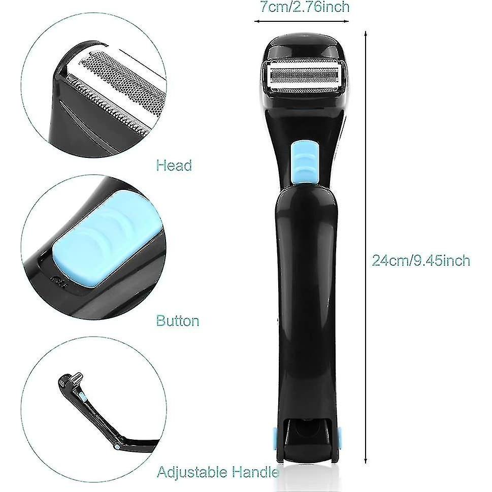 Back Hair Removal And Body Shaver, Ergonomic Handle, Shave Wet Or Dry