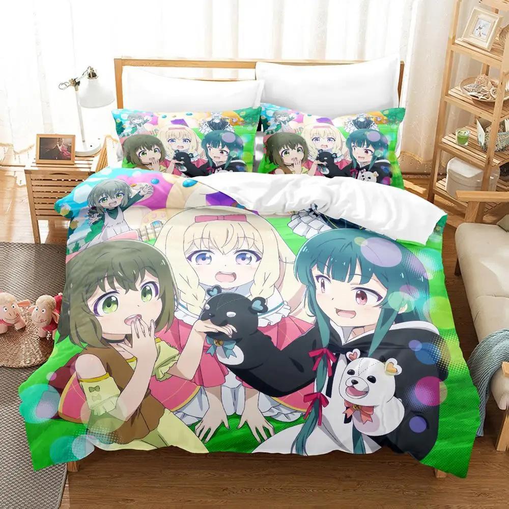 New Kawaii Anime Kuma Kuma Kuma Bear Bedding Set Boys Girls Twin Queen Size Duvet Cover Pillowcase Bed Kids Adult Home Textiles