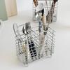 All-stainless Steel Modern Spoon Holder with 2 Compartments