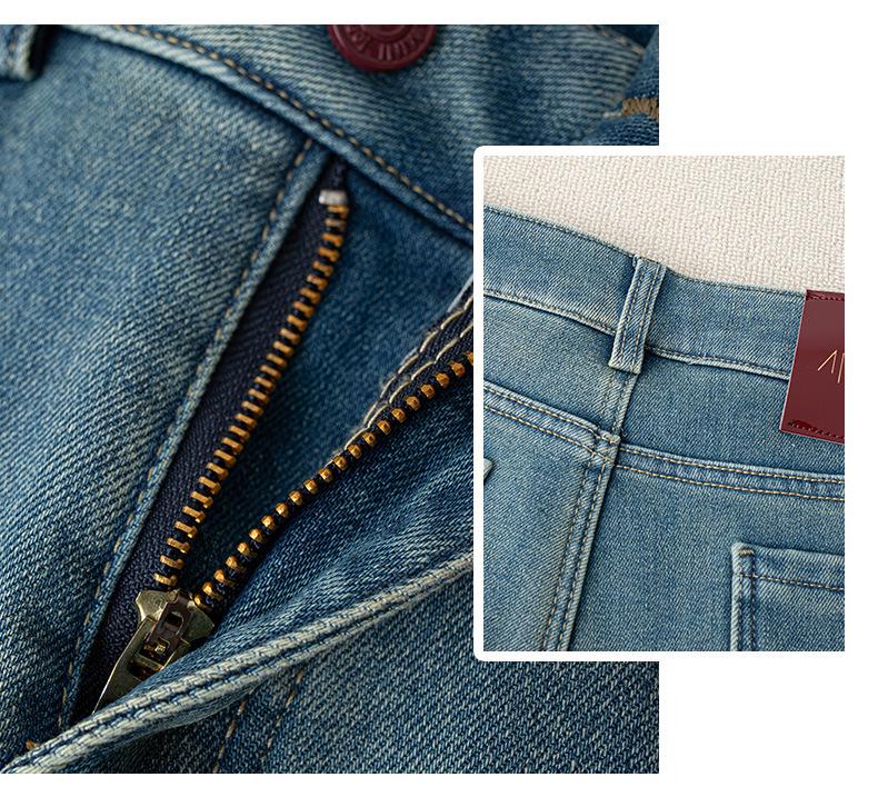 Women's Light Blue Micro-Flare High-Waisted Slim Jeans, Autumn/Winter 2025, Petite & Plus Velvet Bell-Bottoms