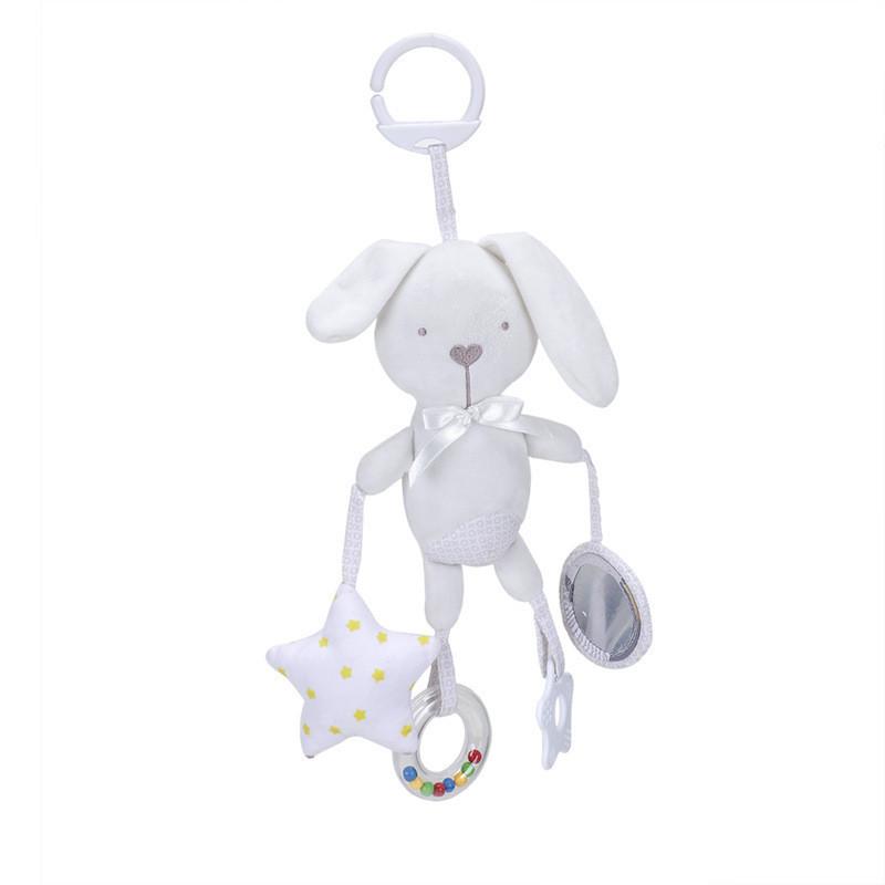 Infant Plush Rabbit Cat Dog With Music And Hanging Loop For Touch And Visual Stimulation