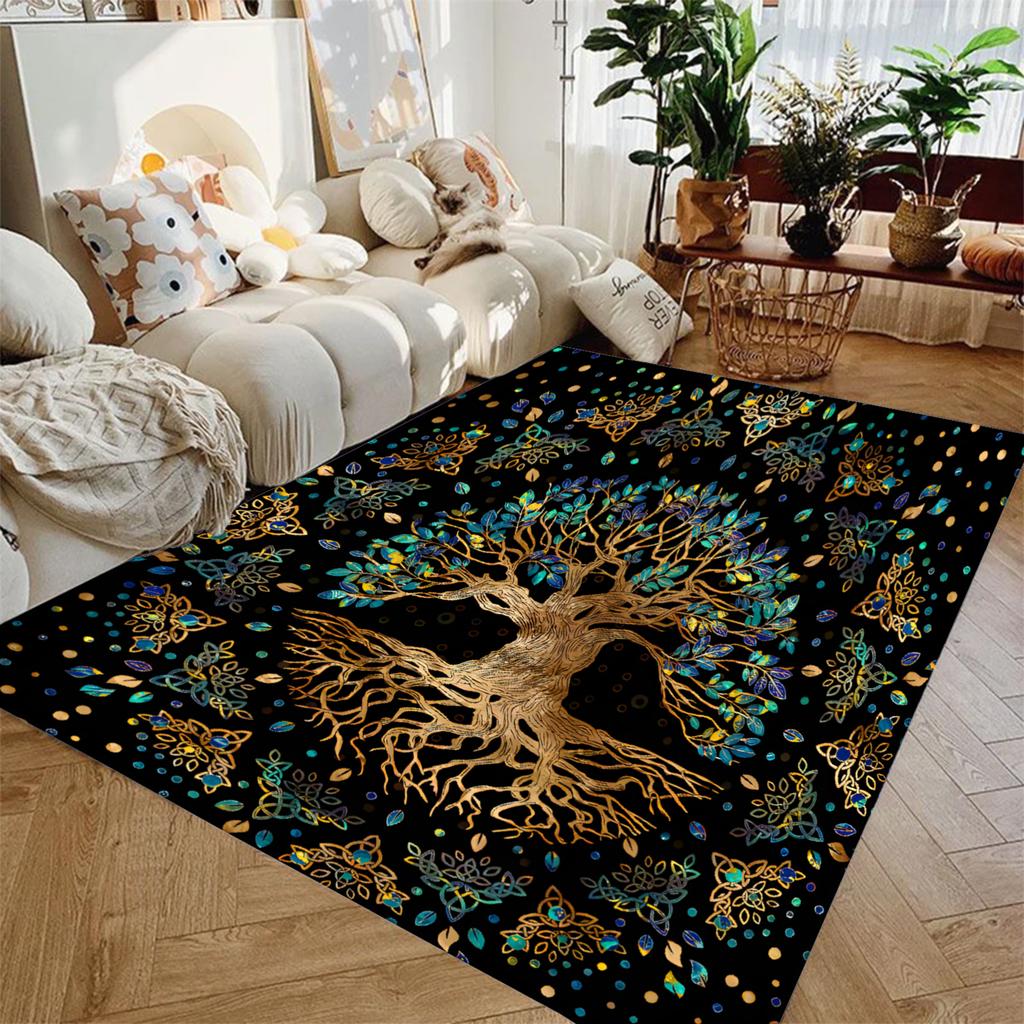 Colorful Life of Tree Carpet Living Room Bedroom Decor Kid Non-slip Parlor Floor Mat Surface Comfortable Carpet Birthday Gift