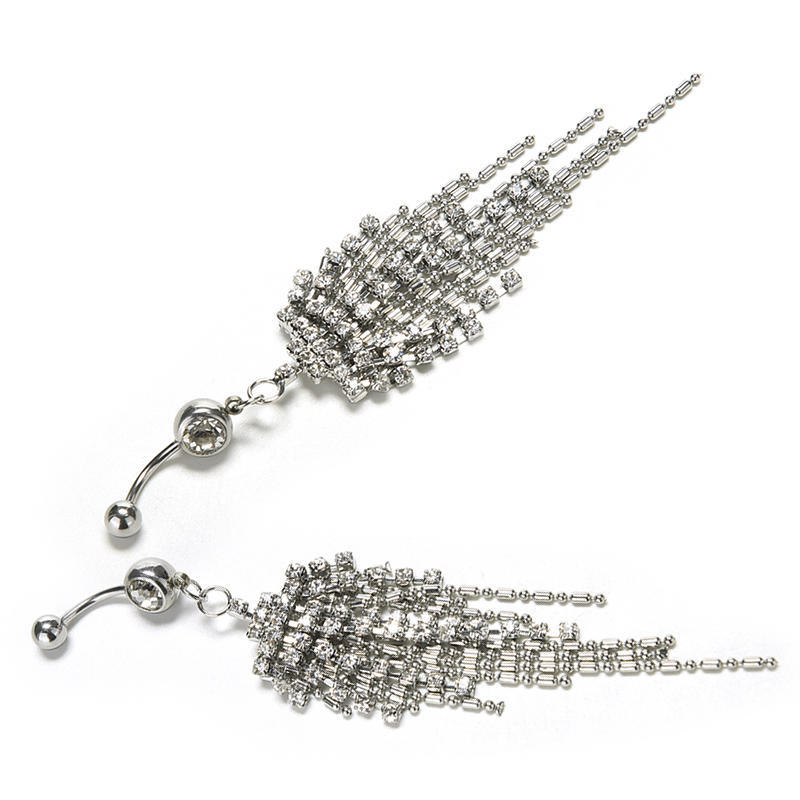 Tassel Navel Dangle Button Belly Ring Bar Body Piercing Jewelry