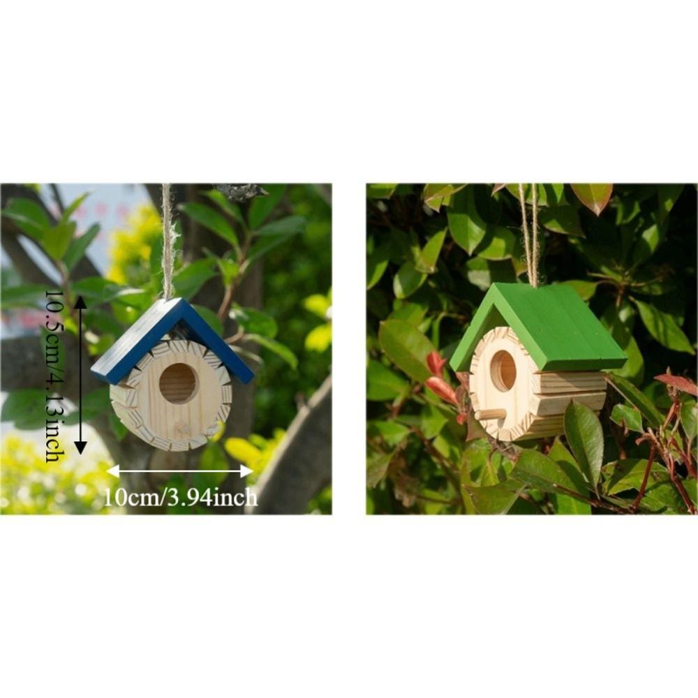 Creative Waterproof Hanging Wooden Bird House Ventilation Decorative Bird Breeding Box with Hanging Rope Bird Nest Box Courtyard