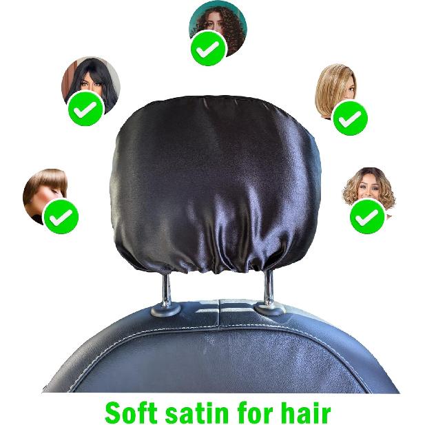 2 Pcs Satin Car Headrest Cover For Women Haircare Soft Satin Car Head Rest Cover For Hair Protection Satin Cover For Headrest, Reusable And