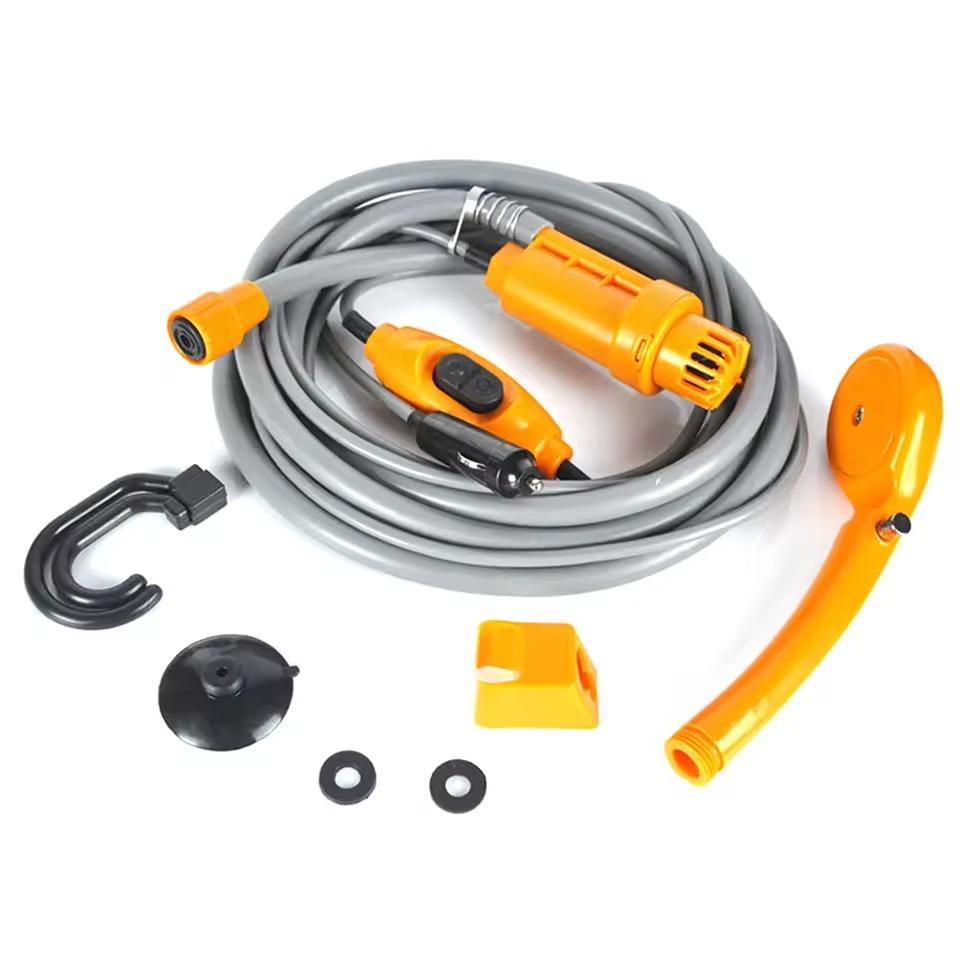 Portable Outdoor Shower Kit DC 12V Camping Showers with Water Pump Outdoor Camping Travel Shower Car Shower Device Cleaning Tool