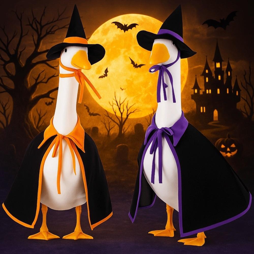Funny Cloak Halloween Porch Goose Costume Witch Hat 23inch Lawn Goose Outfit Creative Pumpkin Garden Goose Costume Outdoor