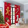 Set aus 2 flach bedruckten, hochwertigen Weihnachtsvorhängen mit stilvollen Elementen, einschließlich Lebkuchen, digital bedrucktes Polyester