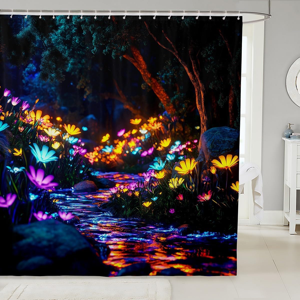 

Kids Merry Christmas Dog Shower Curtain,Christmas Cute Animals Fabric Shower Curtain,Pets Dog Christmas Bathroom Waterproof W60H190(CM)-1 Pcs