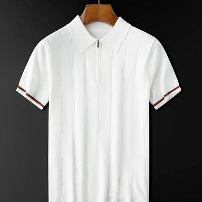 Lapel Short-sleeved Polo Shirt Men's Trendy Brand Summer Versatile Knitted Semi-zipper