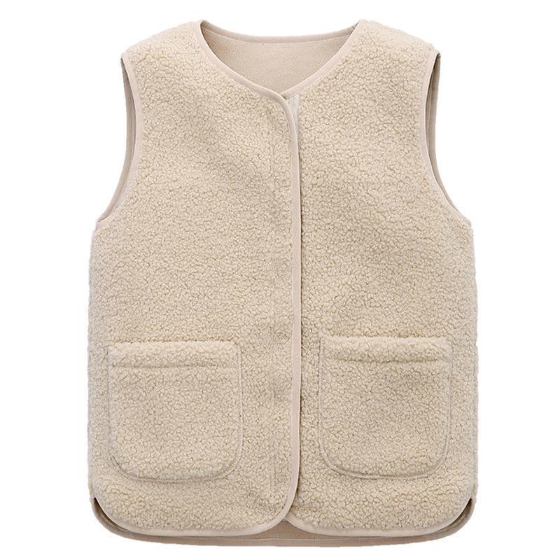 2024 Autumn/Winter Slim-Fit Korean Style Lambswool Vest - Warm, Versatile Sleeveless Fleece Jacket