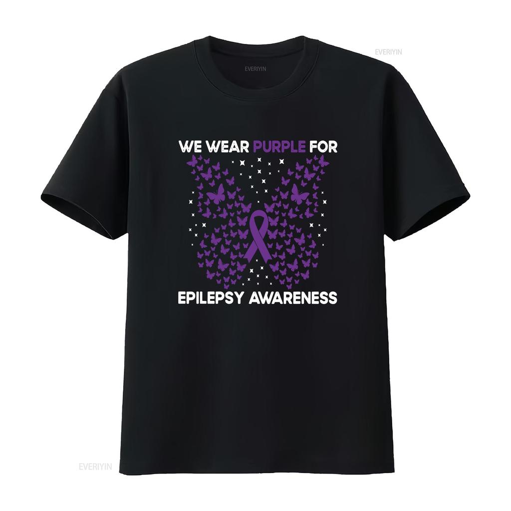 Epilepsy Awareness T Shirt Mom Sweat Support We Wear Purple For Vintage Slightly Stylish Top For Everyday Wear Fashion