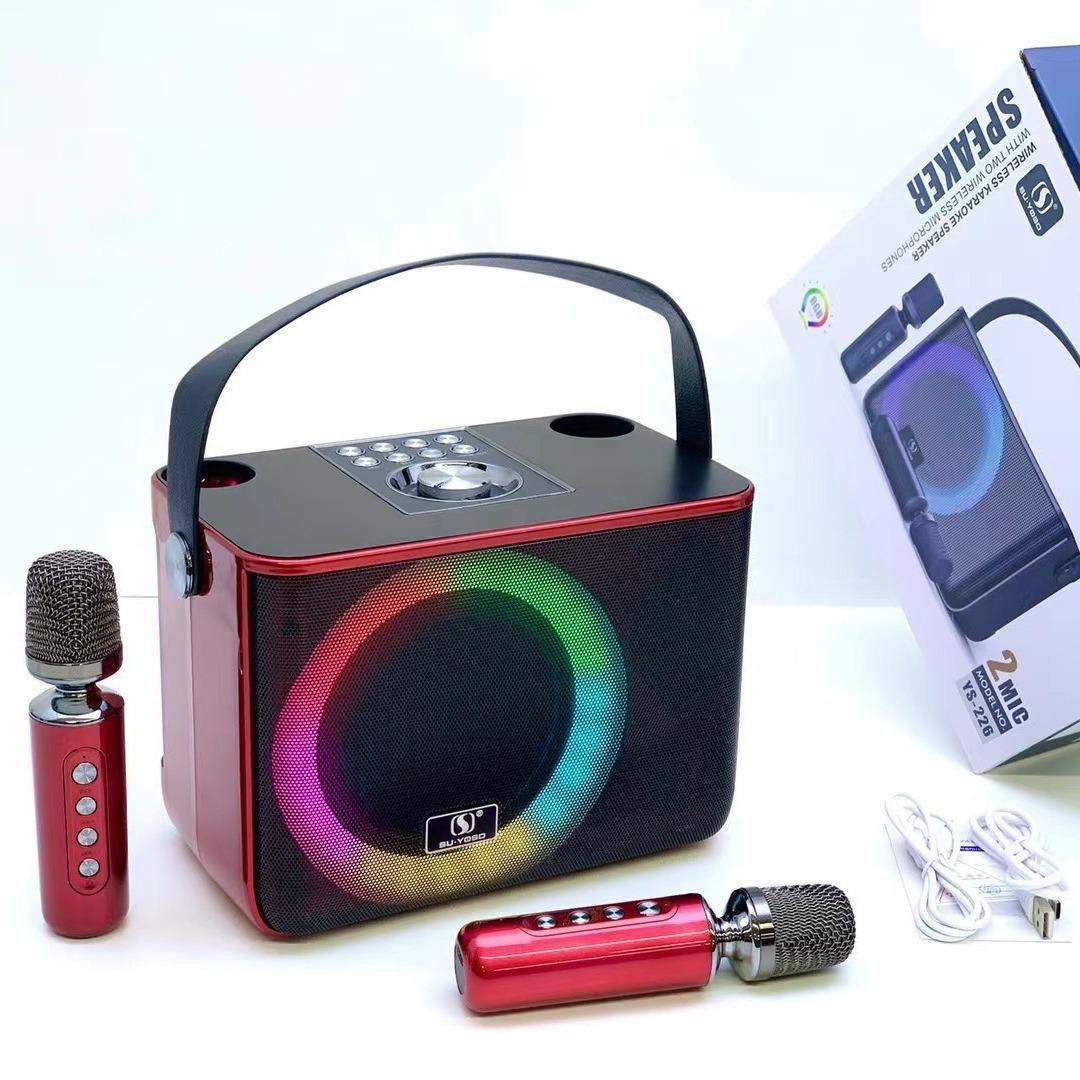 

Беспроводной Bluetooth-динамик YS226: Сабвуфер, двойной микрофон, универсальная караоке-система для использования дома и на улице. красный