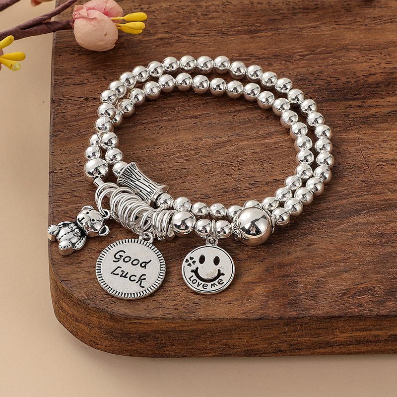 New Silver-Plated Bracelet For Women, Circle Twice And Immediately Have Money Bracelets, Lucky Cat Elephant Pendant Kuaishou Supply