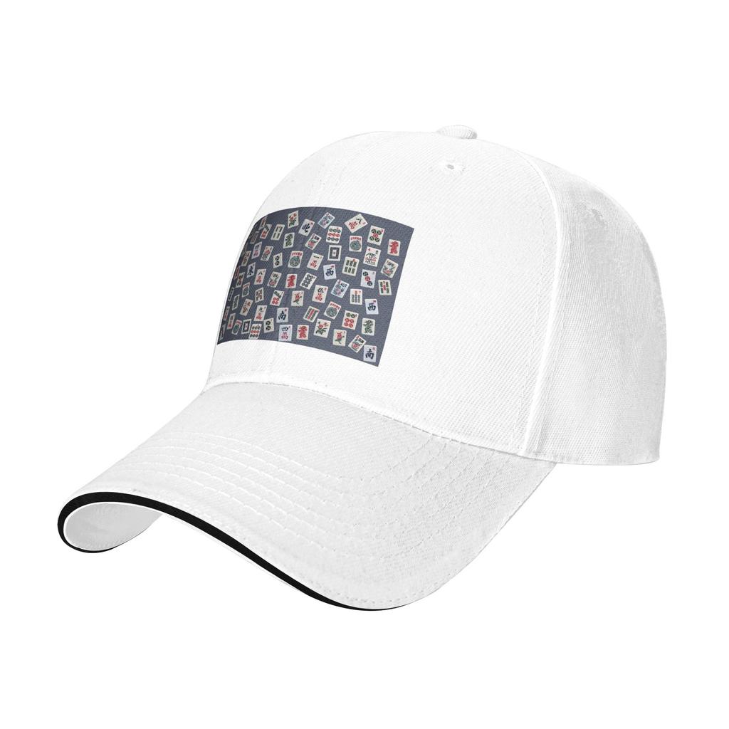 Mahjongg game tiles design on blue color Cap Baseball Caps Adjustable Hat Hip Hop Summer Unisex Baseball Hats Customizable