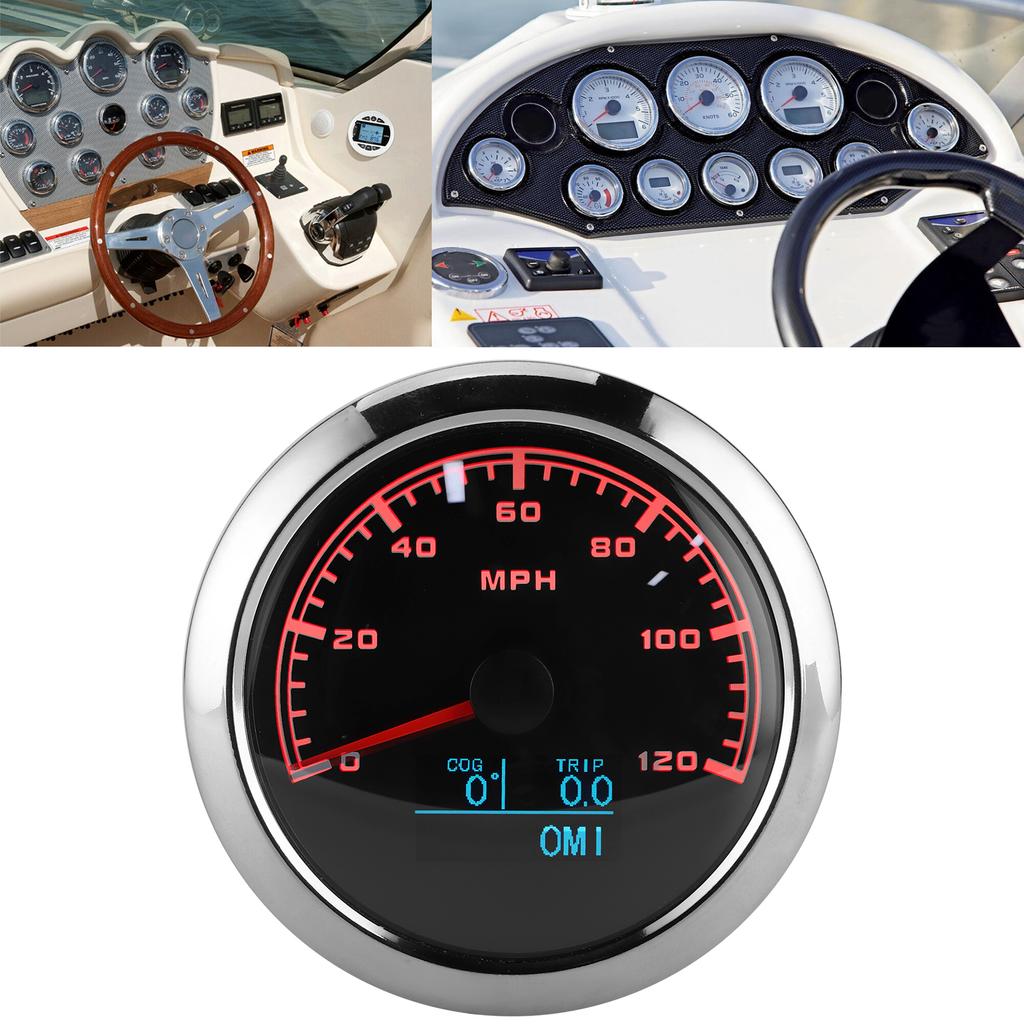 85mm GPS Tacho Armaturenbrett Kilometerzähler HD Anzeige für Boot Yacht Motorrad Auto 120MPH