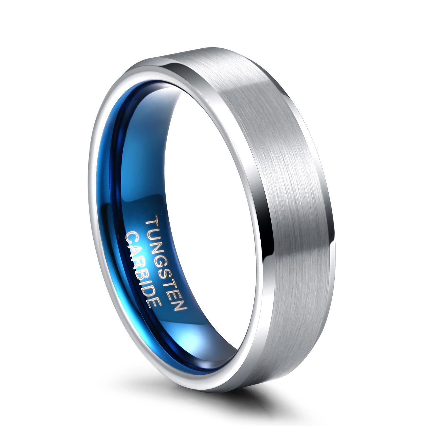 

Unisex Two-Tone Brushed Tungsten Steel Ring with Beveled Edge, 4/8mm Width, Silver US size 12