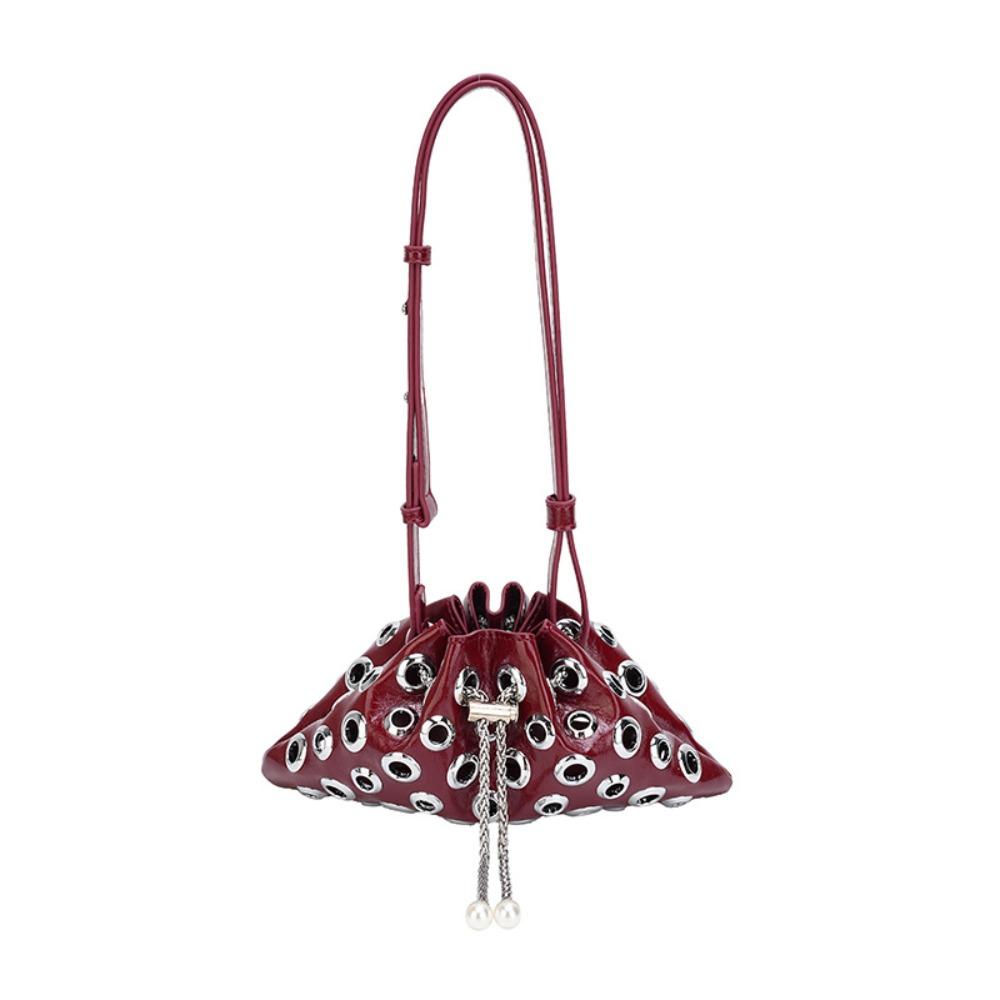 Metal Stud Rivet Shoulder Bag Spicy Girl Drawstring Crossbody Bag Simple Y2k Underarm Bag  Daily