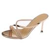 High Heel Slipon Sandals With Water Drilled Embellishments For Summer Wear