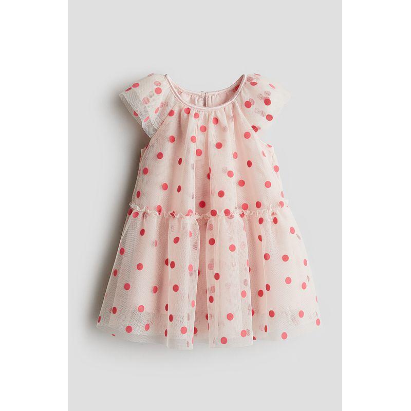 

HM Осень 2025 Новое поступление Детская одежда Платье из тюля для девочки 1280502 Light pink/Dot 73/48(6-9m)