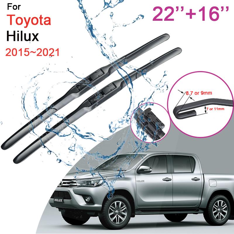 Car Front Windshield Wiper Blades for Toyota Hilux 2015 2016 ~  Rubber Snow Scraping Frameless Silent Accessories Stickers