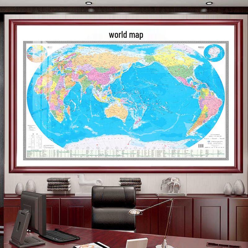 2025 Solid Wood Framed HD Map Wall Art 100*70CM