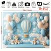 2D Plane, 1 2D Plane Blue Balloon and Hot Air Balloon Party Photo Banner, Studio Props