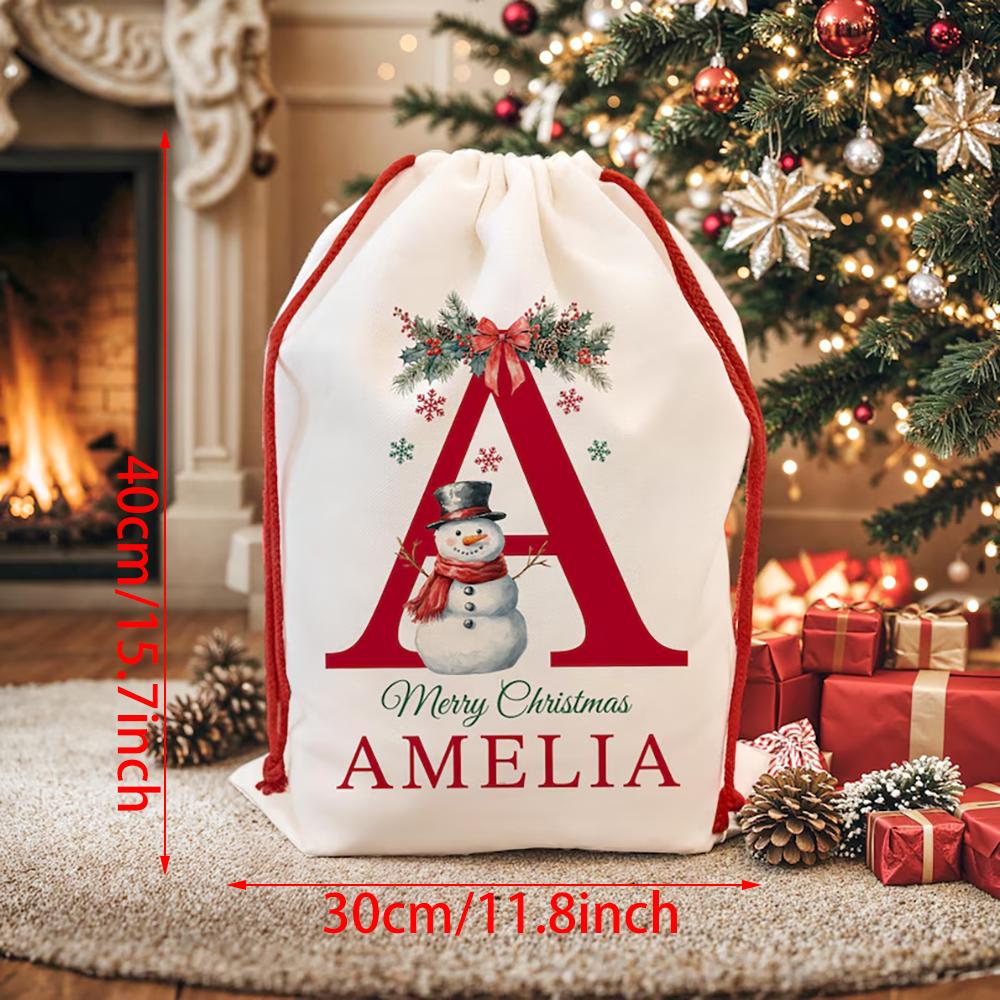 Custom Santa Sack Canvas Christmas Present Gift Bag for Him Her Kids Adult Decoration Christmas Ornaments New Year Xmas Stocking
