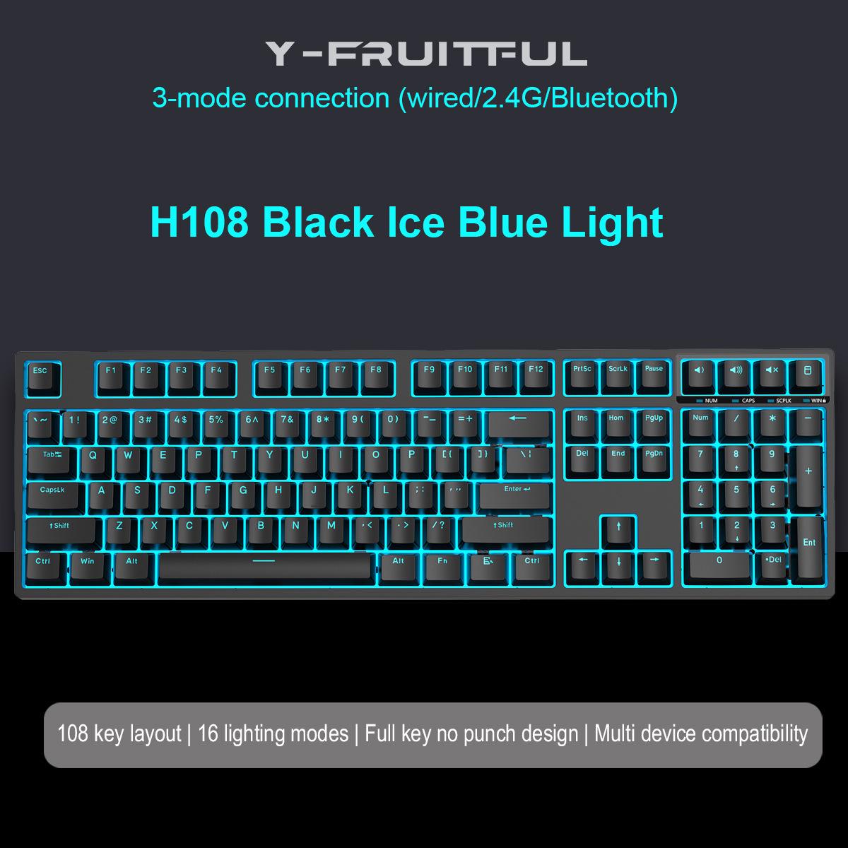 

H108 Mechanical Keyboard - 108-Key Customizable, Three-Mode Functionality White Three-Mode Keyboard