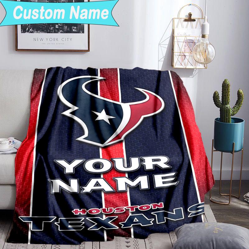 Custom Name Blanket Houston-Texans Artwork Blanket Bedding Blanket for Travel, Camping, Living Rooms, Offices, Sofas, Fan Christmas gift