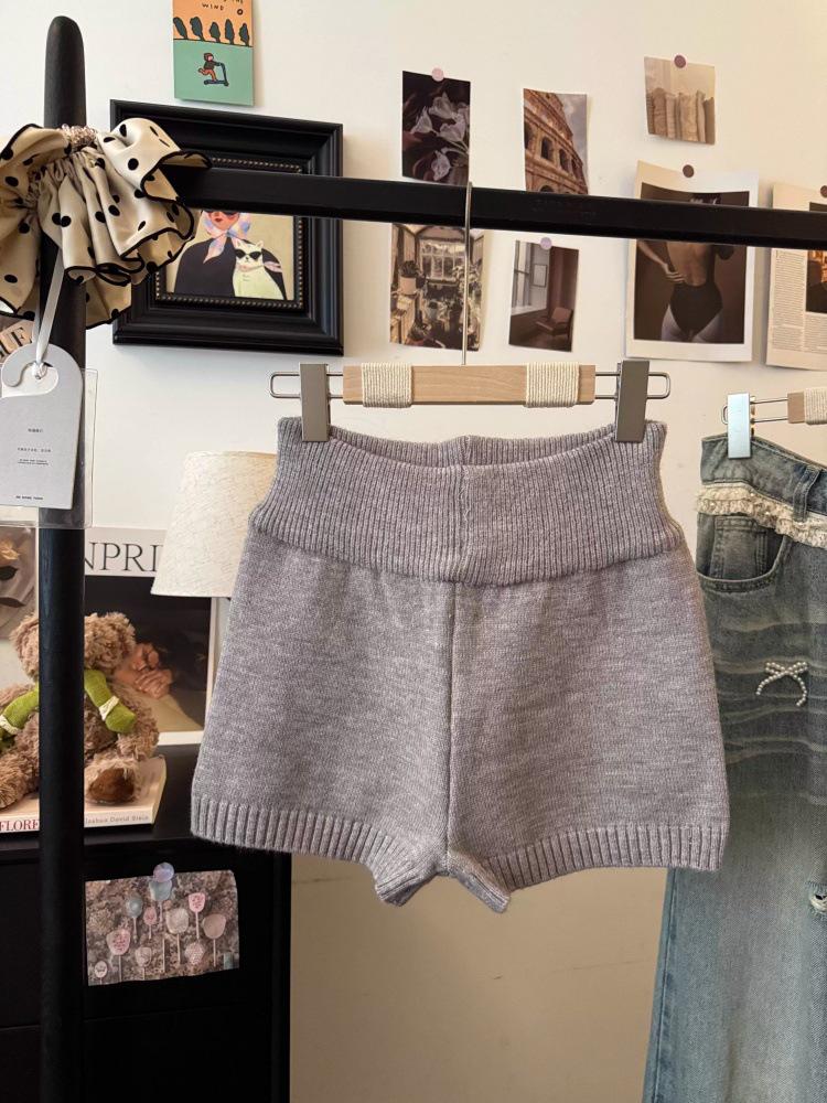 Damen High-Waist Wollstrick-Shorts - 5 Farben, Vielseitige Schlankmachende Sportbekleidung