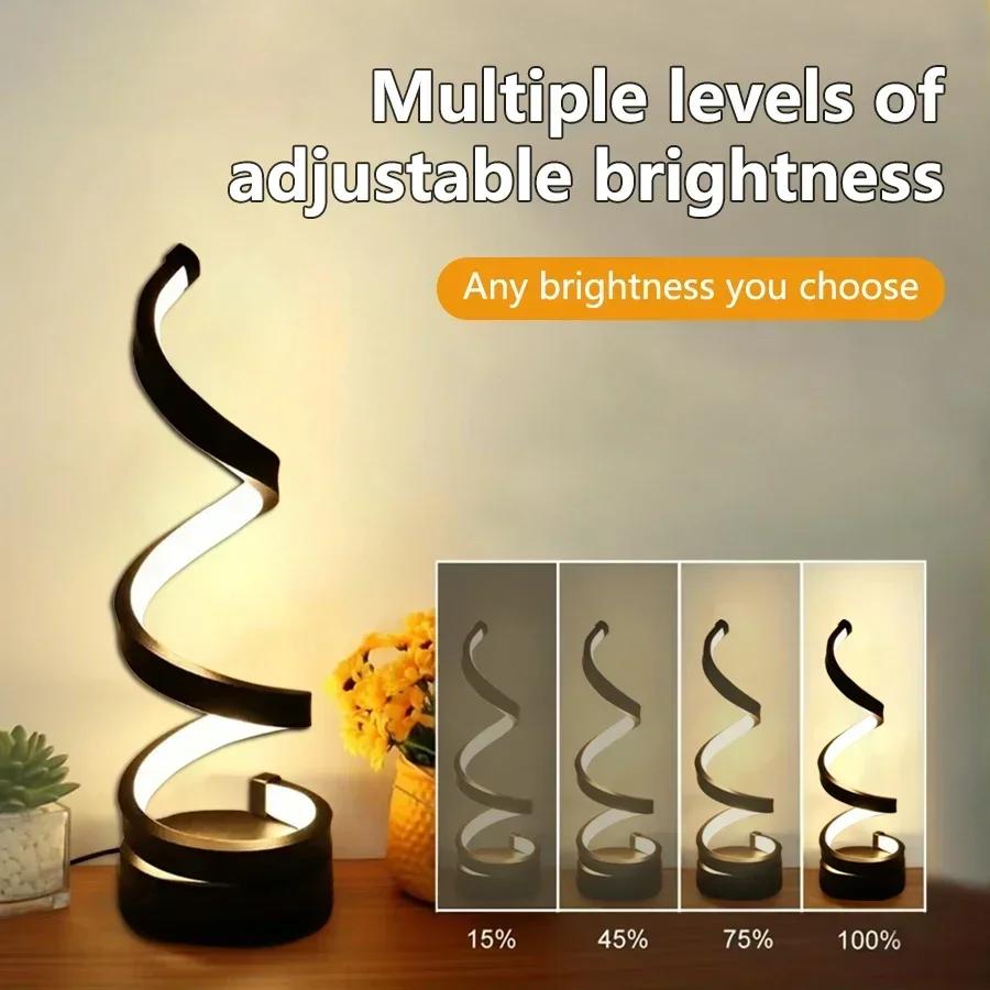 Modern Minimalist Spiral LED Table Lamp Bedside Night Light 3 Color Dimmable Desk Lamp For Bar Cafe Bedroom Living Room Lighting