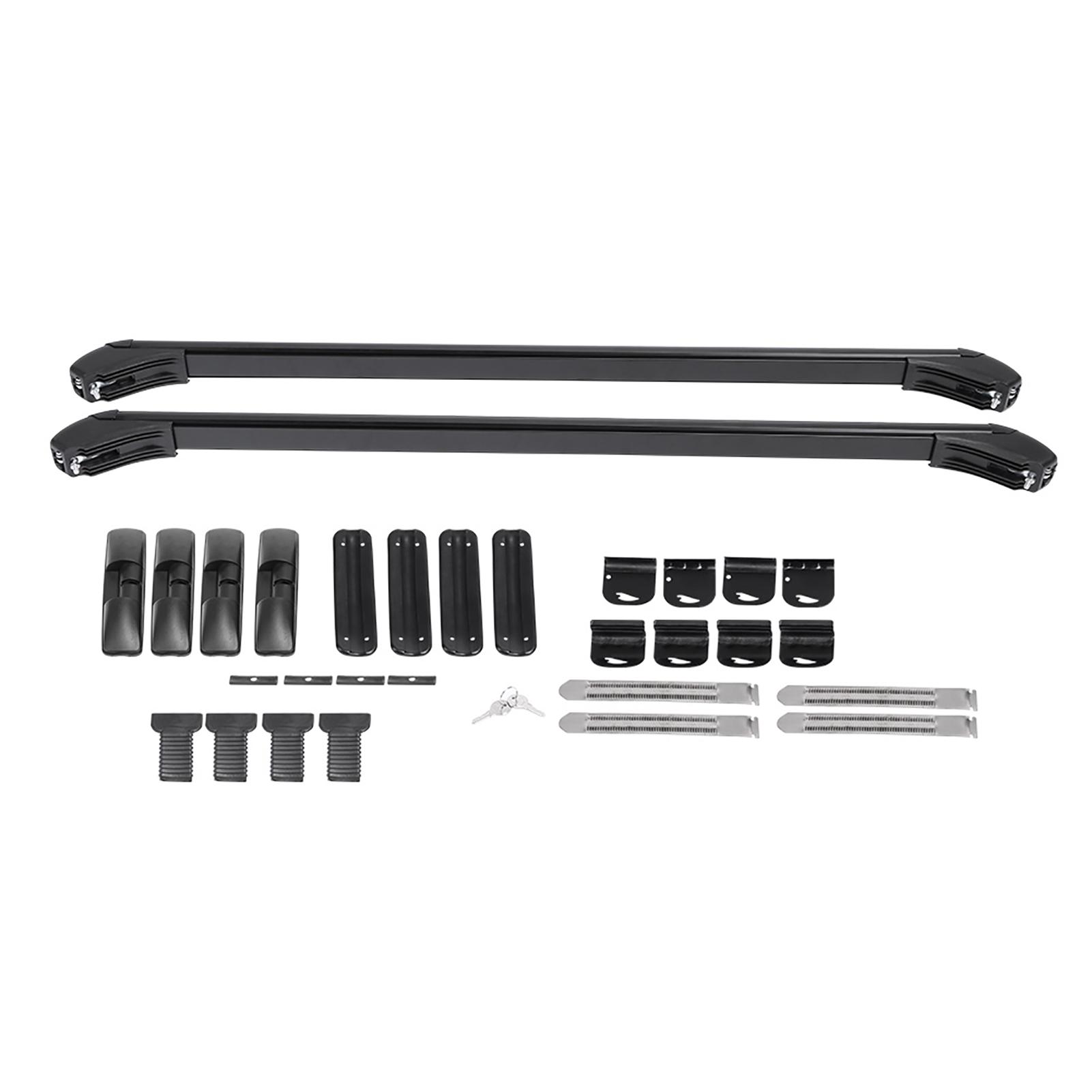 2x Алюминиевая багажная система на крышу автомобиля, Багажник на крышу с 2 кнопками, Прочный багажник на крышу, Совместим с большинством автомобилей