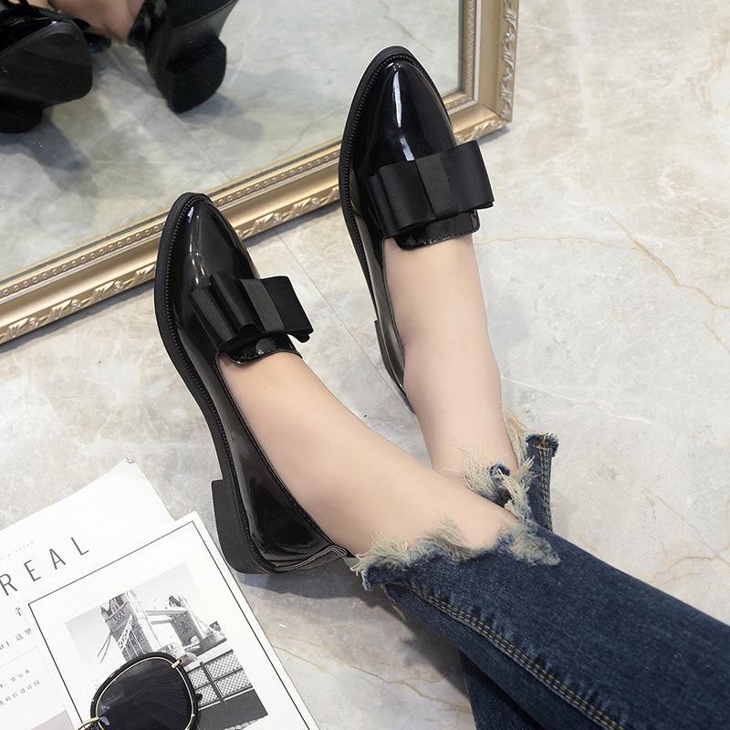 Women Loafers Fashion Bow Pointed Toe Leather Shoes for Women Shallow Mouth Daily Casual Shoes Female Comfortable Flat Shoes New