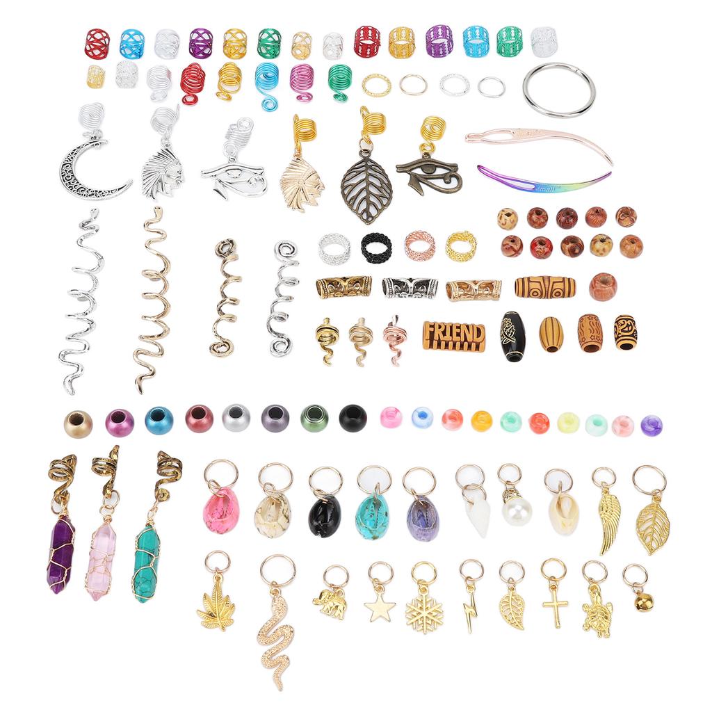 DIY Dreadlocks Jewelry Assortment Metal Braiding Hair Decoration Rings Pendants Crochet Set