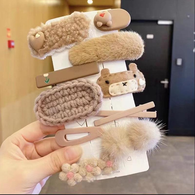 

Korean Cute Cartoon Bow Hair Clips for Girls - Sweet Fabric Side Clips Set