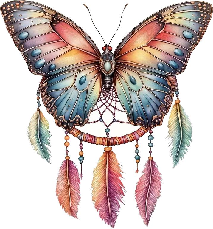 QT2489#15cm Fantasy Butterfly Dreamcatcher Decals, Waterproof Vinyl Stickers for Car, Laptop,Glass Surface