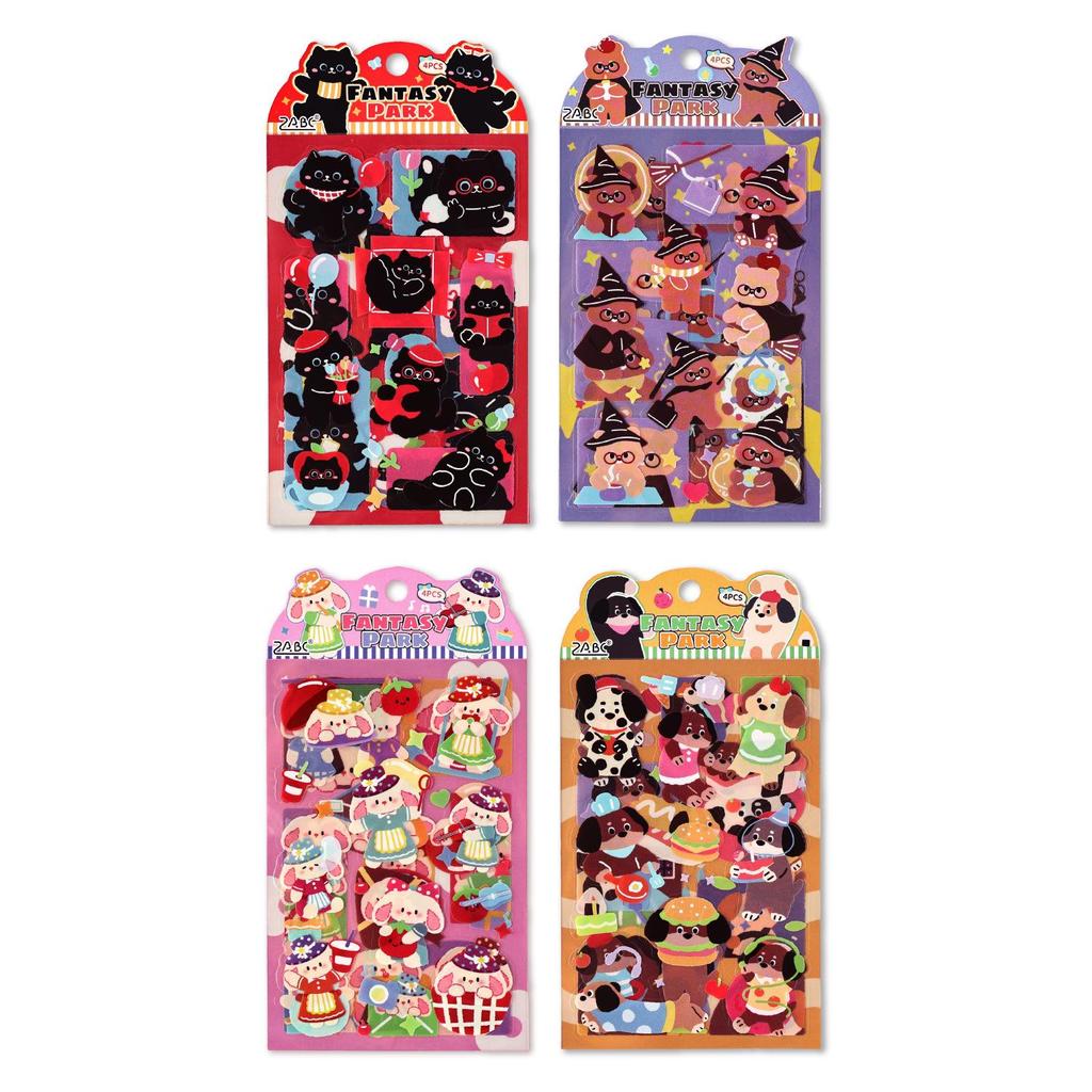 ZABC Fantasy Land Animal Stickers - 4 Cute Styles for Journal Decoration