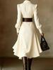 Autumn 2025 Elegant White Waist-Cinched French Formal Dress