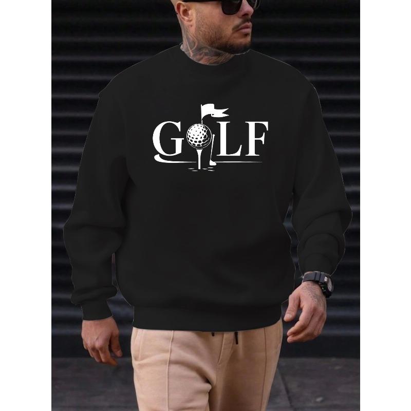 Men'S Casual Round-Neck Sweatshirt with A Golf Pattern