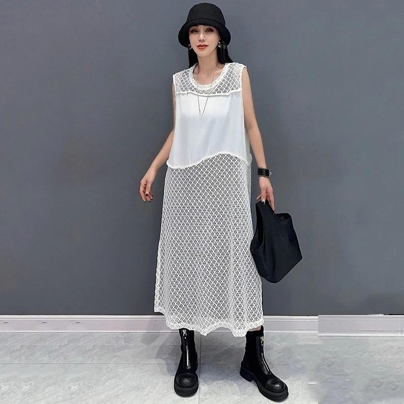 

Xitao Платье без рукавов с ажурной вставкой ZMY1244 One Size белый