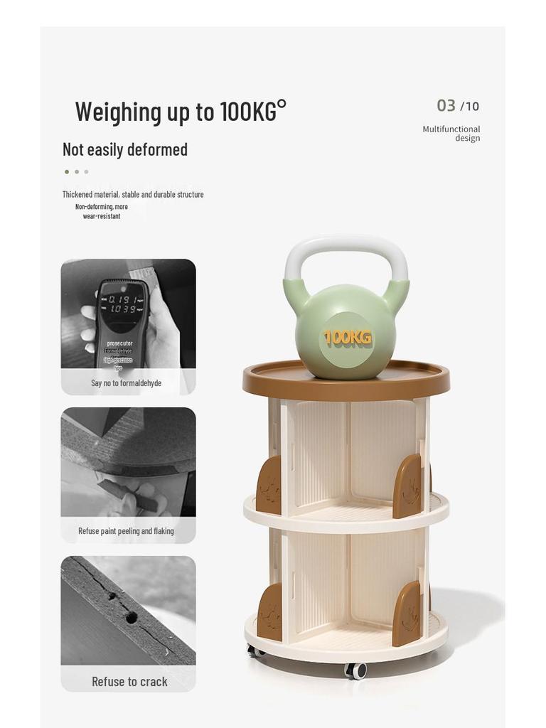 Children's Rotating Multi-layer Bookshelf & Storage Cabinet for Kitchen or Living Room