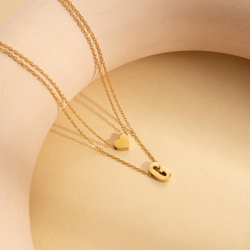 European & American Titanium Steel Letter Necklace for Women - High-End Luxury Clavicle Chain, Colorfast Stainless Steel Jewelry