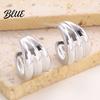 Delicate Design Earrings Plated Hoop for Women Triple Illusion Stud